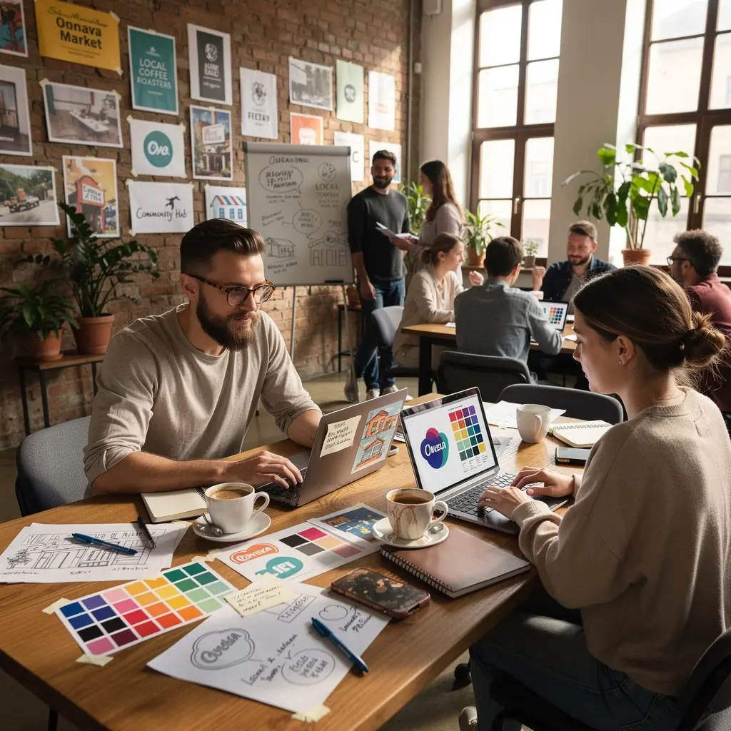 Přehled různých variant loga v různých aplikacích a kontextech.